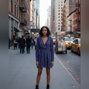 ZARA Printed Shoulder Pad Dress size M